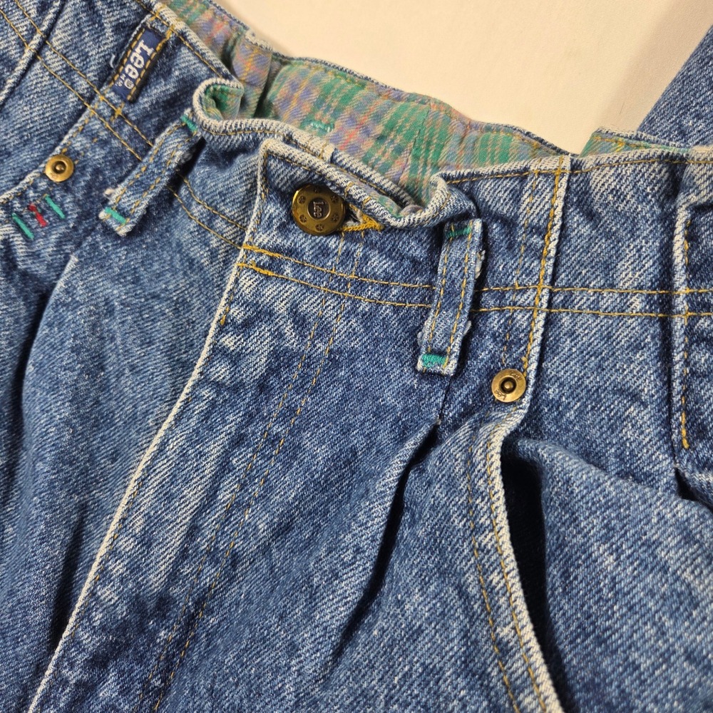 Vintage Lee High Waisted Pleated Jeans Plaid Lined Tapered Leg Medium Wash 3 - Picture 3 of 8